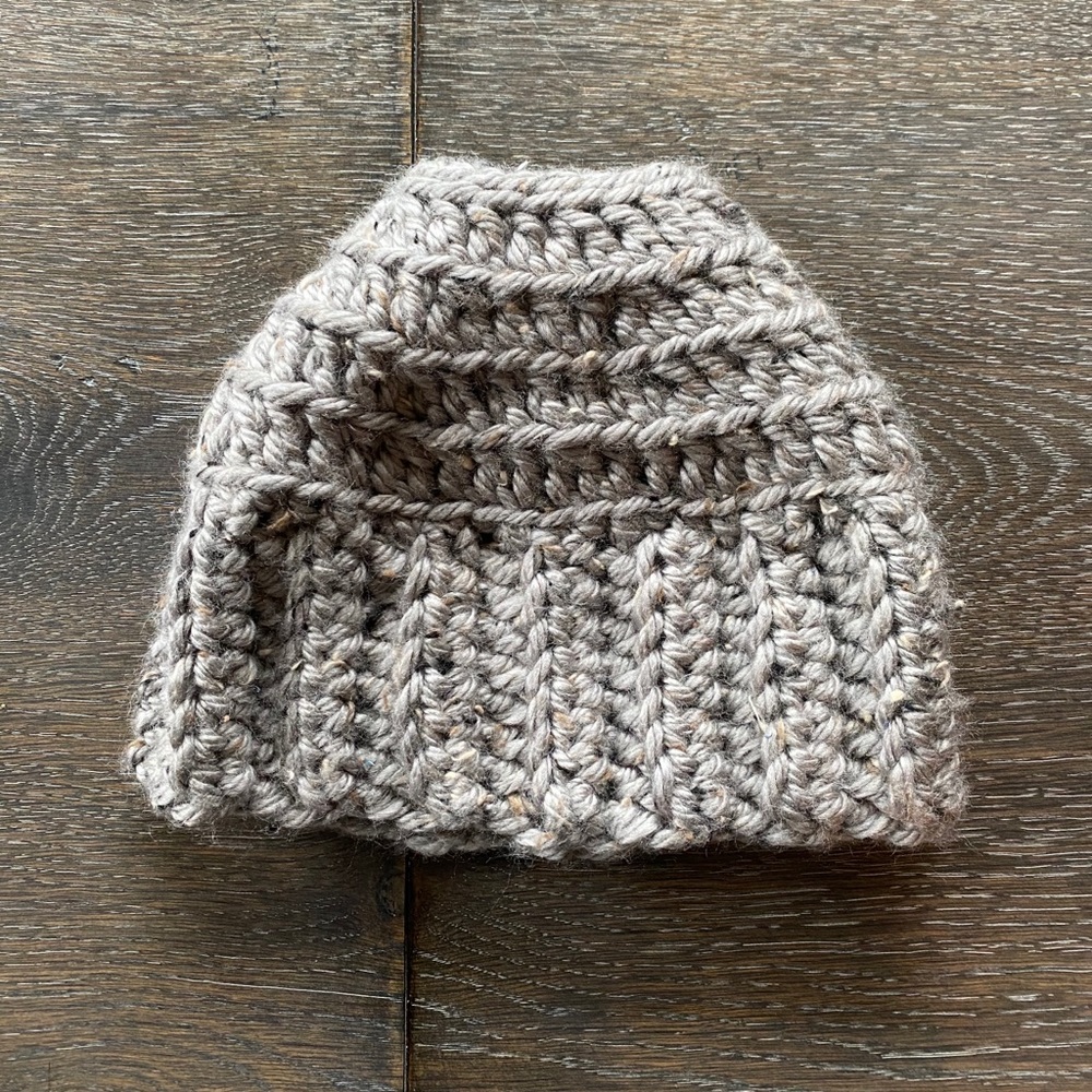 3/$9 Handmade winter hat crocheted messy bun pony tail